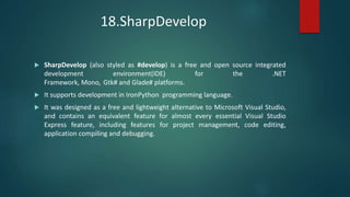 20 best ide's for python programming in 2018 | PPT