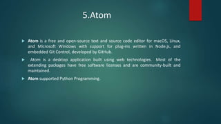 20 best ide's for python programming in 2018 | PPTX