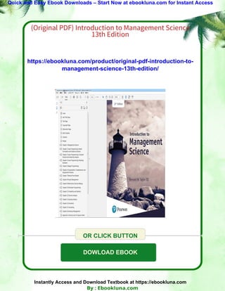 (Original PDF) Introduction to Management Science 13th Edition | PDF