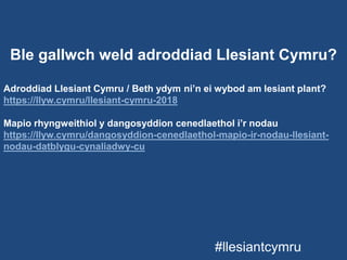 Ble gallwch weld adroddiad Llesiant Cymru?
#llesiantcymru
Adroddiad Llesiant Cymru / Beth ydym ni’n ei wybod am lesiant plant?
https://llyw.cymru/llesiant-cymru-2018
Mapio rhyngweithiol y dangosyddion cenedlaethol i’r nodau
https://llyw.cymru/dangosyddion-cenedlaethol-mapio-ir-nodau-llesiant-
nodau-datblygu-cynaliadwy-cu
 