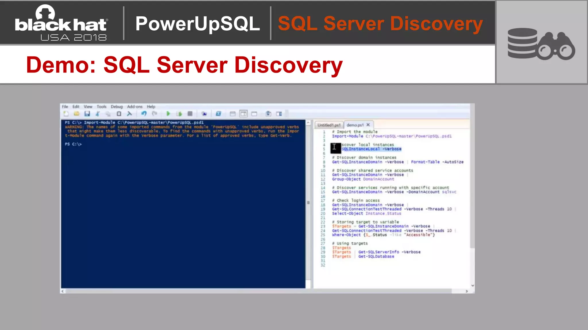 SQL Server Discovery
Demo: SQL Server Discovery
PowerUpSQL
 
