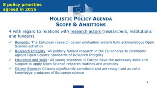 HOLISTIC POLICY AGENDA
SCOPE & AMBITIONS
4 with regard to relations with research actors (researchers, institutions
and fu...