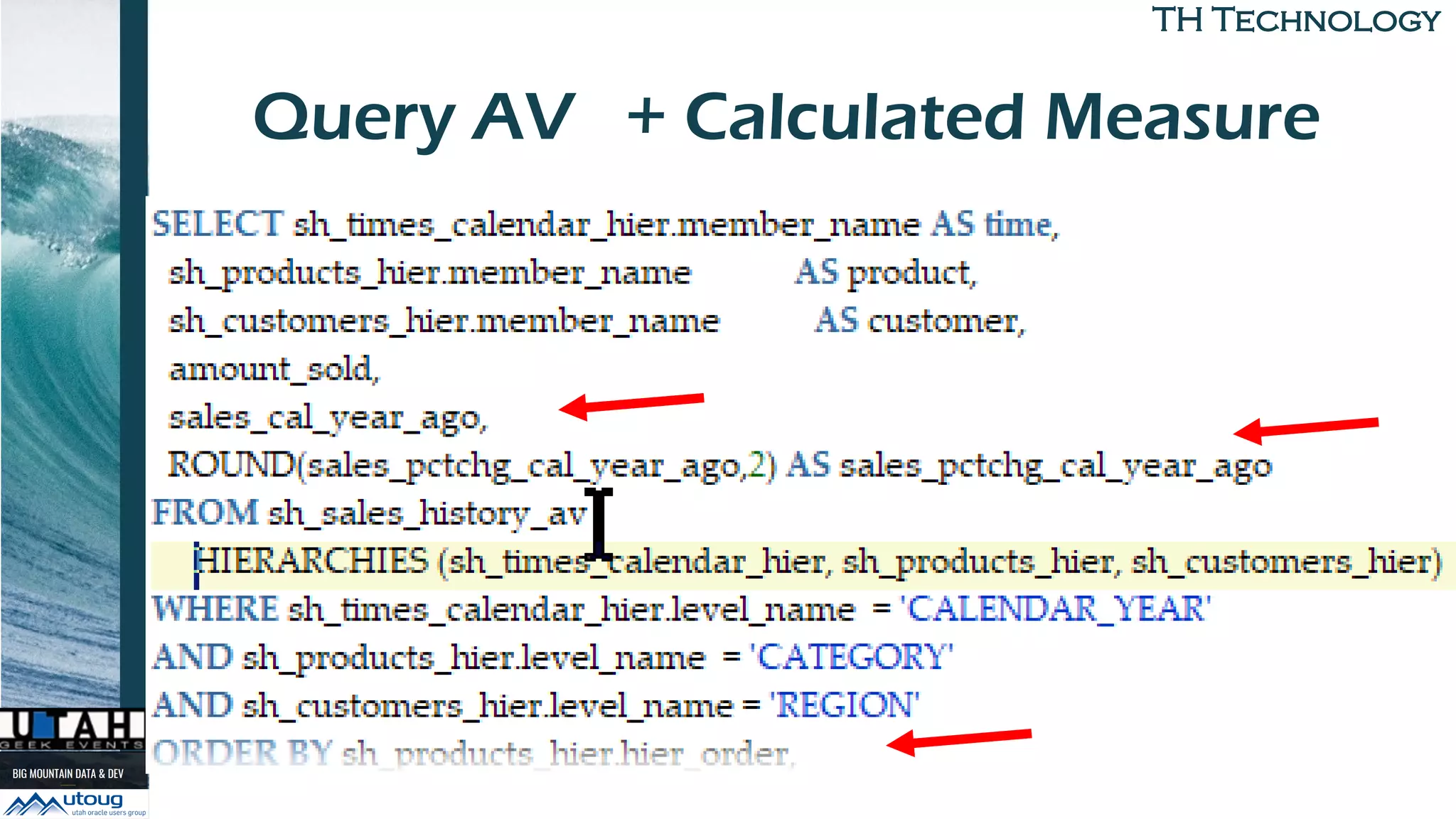 TH TechnologyTH Technology
Query AV + Calculated Measure
 
