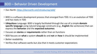 Introduction to Unit Testing, BDD and Mocking using TestBox & MockBox ...