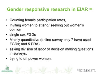 Overview of institutional gender audit report