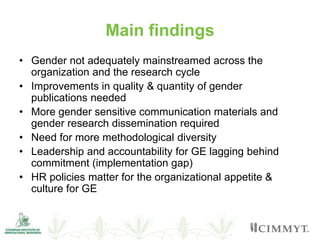 Overview of institutional gender audit report
