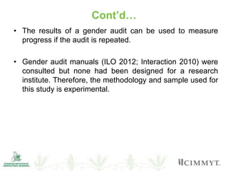 Overview of institutional gender audit report