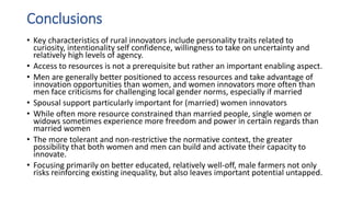 What drives capacity to innovate? Insights from women and men small-scale farmers in Africa, Asia and Latin America