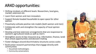 Fortifying the foundations for gender in AR4D