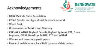 Fortifying the foundations for gender in AR4D