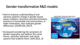 Fortifying the foundations for gender in AR4D