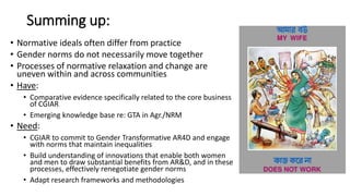 Fortifying the foundations for gender in AR4D