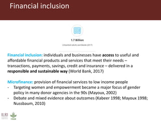 Microfinance in the margins: understanding women's financial capabilities in South Kivu, Democratic Republic of Congo