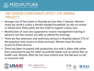 Increasing the health and nutritional outcomes of Rwanda's 'One cow per poor family' from a gender perspective