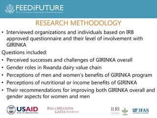 Increasing the health and nutritional outcomes of Rwanda's 'One cow per poor family' from a gender perspective