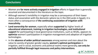 Women, irrigation and social norms in Egypt: "The more things change, the more they stay the same"