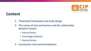 Technology is not gender neutral - Factors that influence agricultural technology adoption by men and women