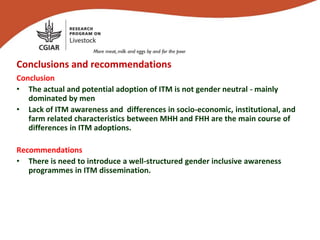 Gender perspectives in estimation of rates and determinants of adoption of the infection and treatment method of vaccination against East Coast Fever among smallholder cattle keepers in Uasin-Gishu County, Kenya