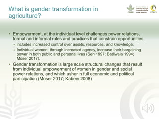 Gender transformation in climate-smart agriculture: A framework for action