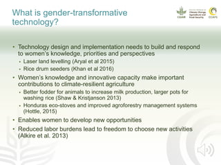 Gender transformation in climate-smart agriculture: A framework for action