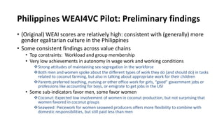 Measuring empowerment in the abaca, coconut, seaweed and swine value chains in the Philippines