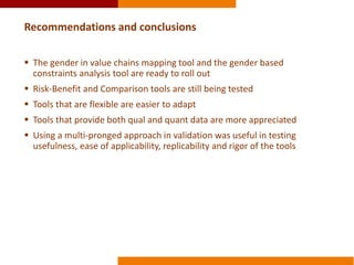 Validating gender in value chains tools: the case of the PMCA