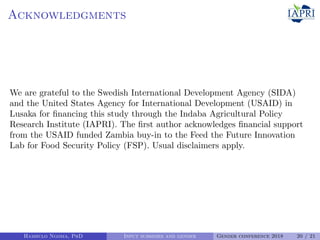 Can agricultural subsidies reduce gendered productivity gaps? Panel data evidence from Zambia