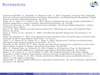 Can agricultural subsidies reduce gendered productivity gaps? Panel data evidence from Zambia