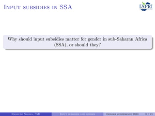 Can agricultural subsidies reduce gendered productivity gaps? Panel data evidence from Zambia