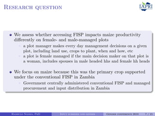 Can agricultural subsidies reduce gendered productivity gaps? Panel data evidence from Zambia