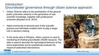Gender dimensions of community-based groundwater governance in Ethiopia: using citizen science as an entry point