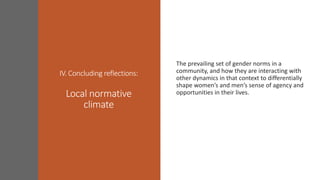 Local normative climate shaping agency and agricultural livelihoods in Sub-Saharan Africa