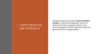 Local normative climate shaping agency and agricultural livelihoods in Sub-Saharan Africa