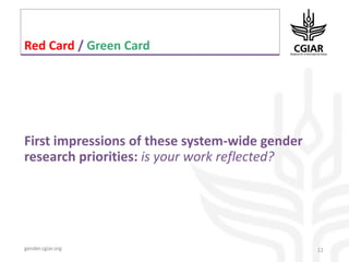 System-wide gender research agenda. CGIAR Collaborative Platform for Gender Research