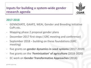System-wide gender research agenda. CGIAR Collaborative Platform for Gender Research