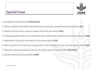 System-wide gender research agenda. CGIAR Collaborative Platform for Gender Research