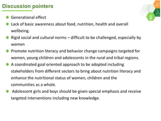 Nutritional dynamics of adolescent girls in selected tribal regions of Telangana, India