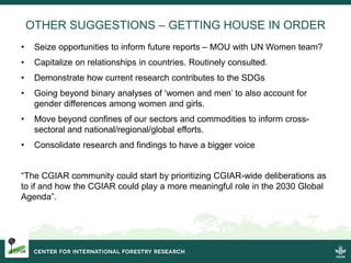 UN Women's evaluation of the SDGs: what is the role for the CGIAR?