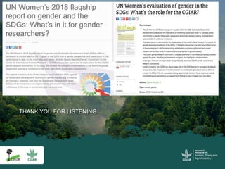 UN Women's evaluation of the SDGs: what is the role for the CGIAR?