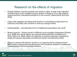 Effects of large-scale male out-migration on the left behind populations and land: insights from Nepal