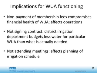 Effects of training duration and the role of gender on farm participation in water user associations in Southern Tajikistan: Implications for irrigation management