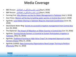 Effects of training duration and the role of gender on farm participation in water user associations in Southern Tajikistan: Implications for irrigation management