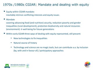 'Change in the making': Building on the past gender trends in CGIAR agricultural research