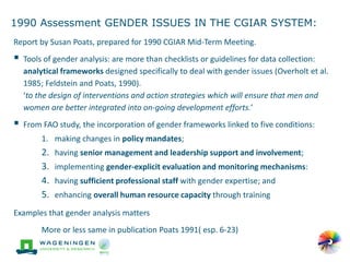 'Change in the making': Building on the past gender trends in CGIAR agricultural research