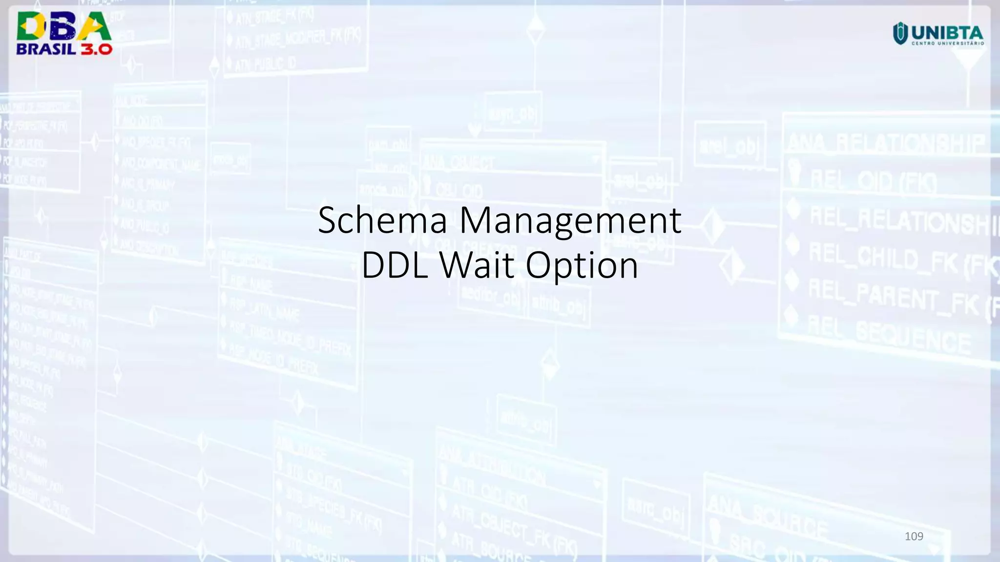 109 Schema Management DDL Wait Option 