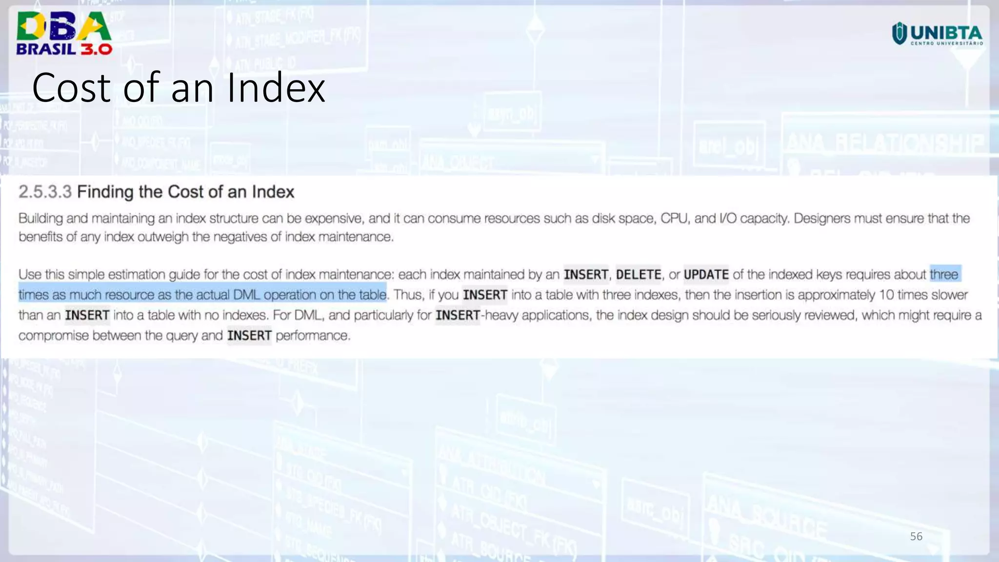 56 Cost of an Index 