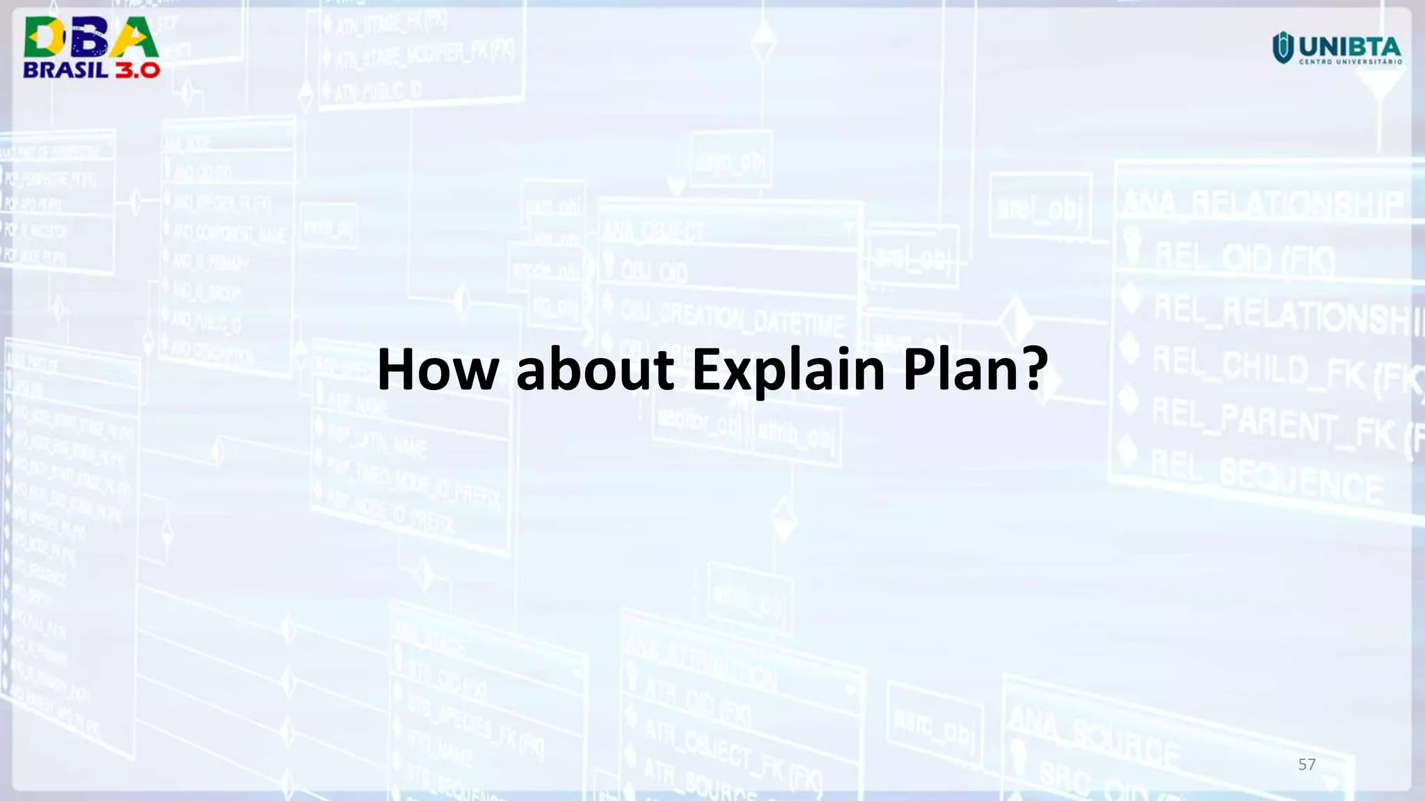57 How about Explain Plan? 