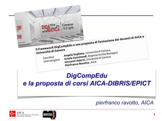 DigCompEdu
e la proposta di corsi AICA-DIBRIS/EPICT
1
pierfranco ravotto, AICA
 