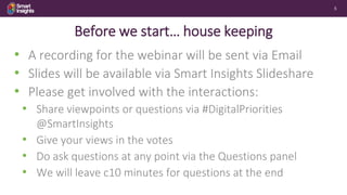 5
Before we start… house keeping
• A recording for the webinar will be sent via Email
• Slides will be available via Smart...